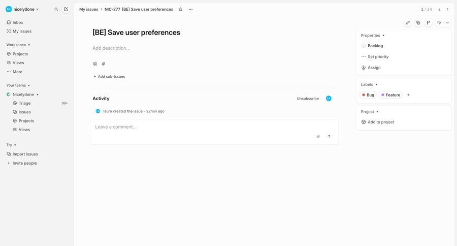Linear
			 task management collaboration project management ui page example