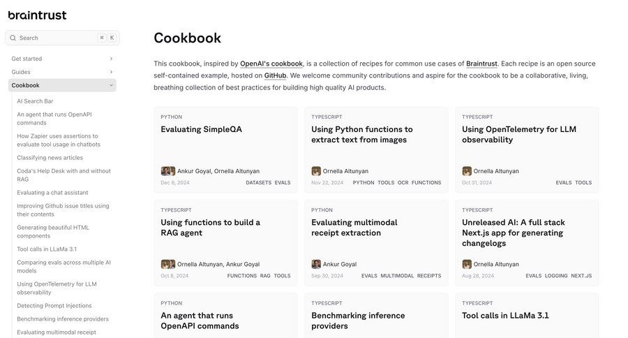 Braintrust
			 doc documentation docs cards ui ui page example