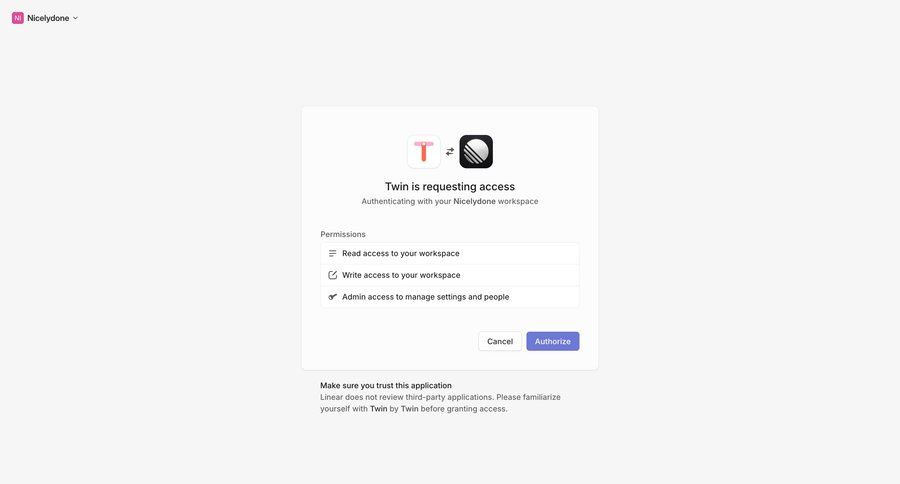 Twin
				integrations ui page example