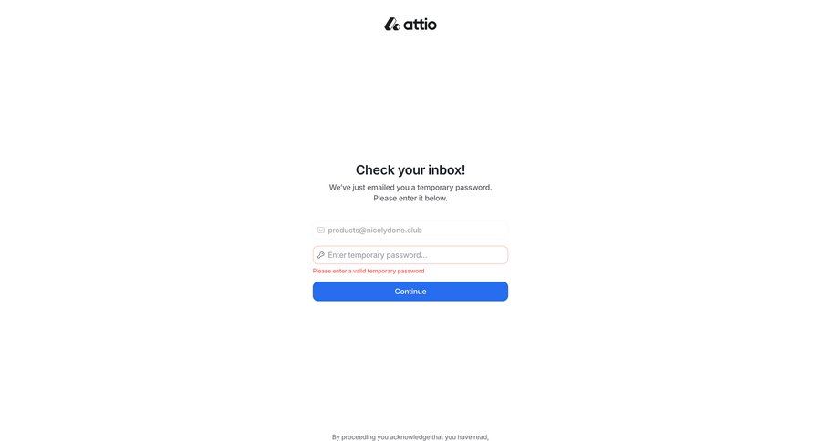 Attio
				signin ui page example