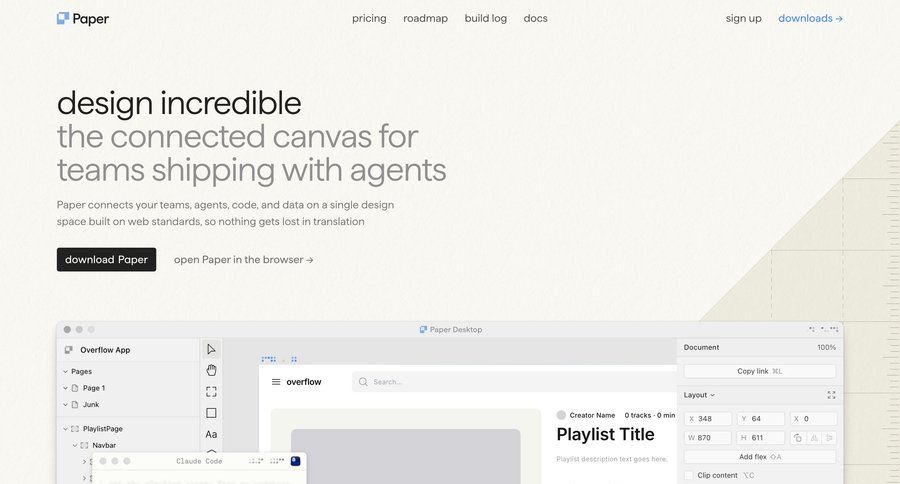 Paper
				landing page ui page example