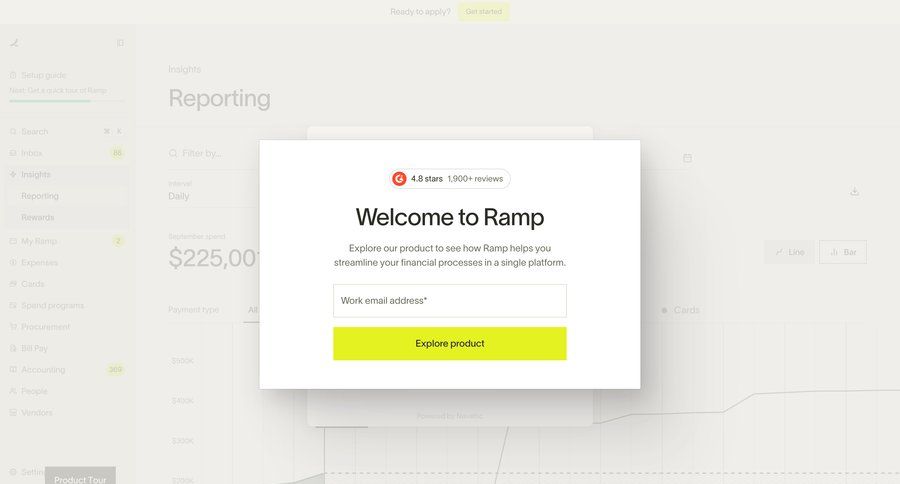 Ramp
			 tutorial guide setup on boarding guided tour pay bill ui page example