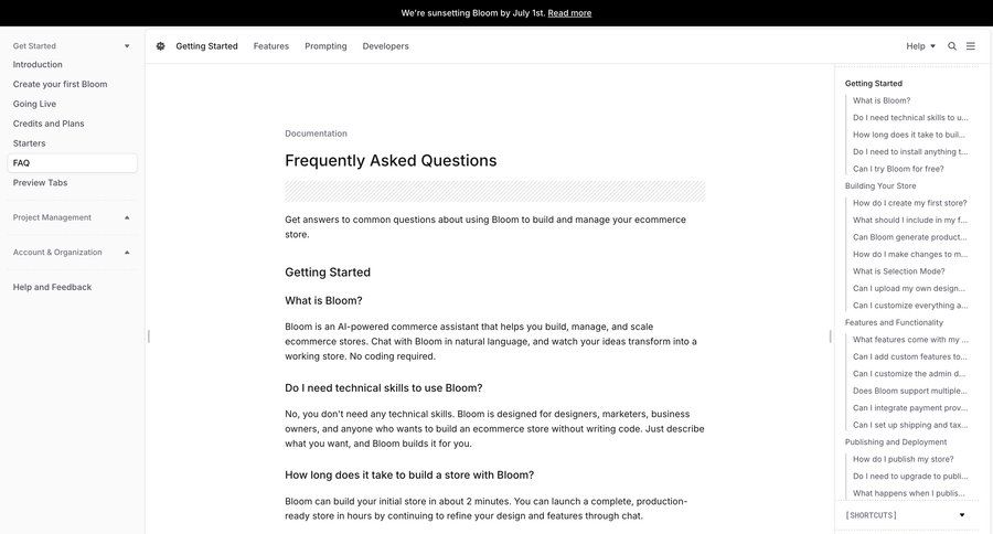 Bloom
			knowledge support / help center documentation knowledge base ui page example