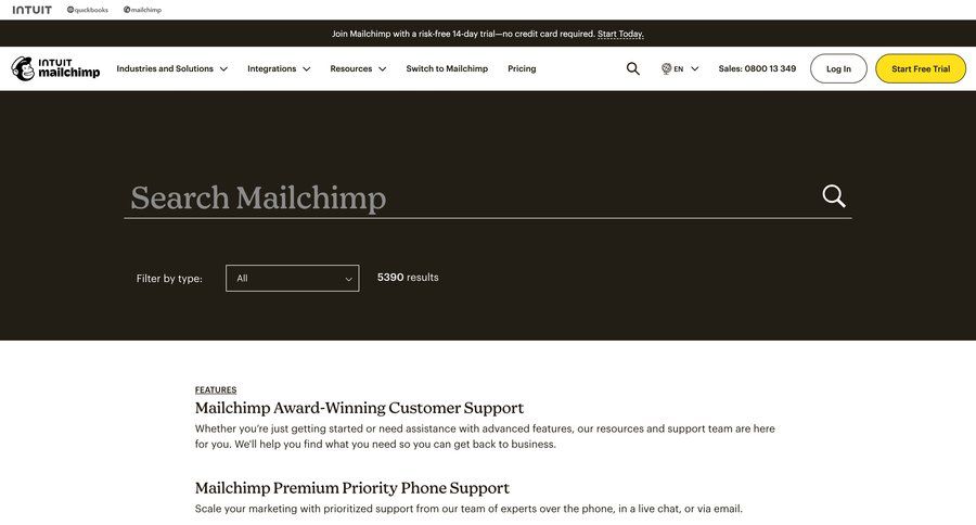 Mailchimp
			 pagination search results global search ui page example