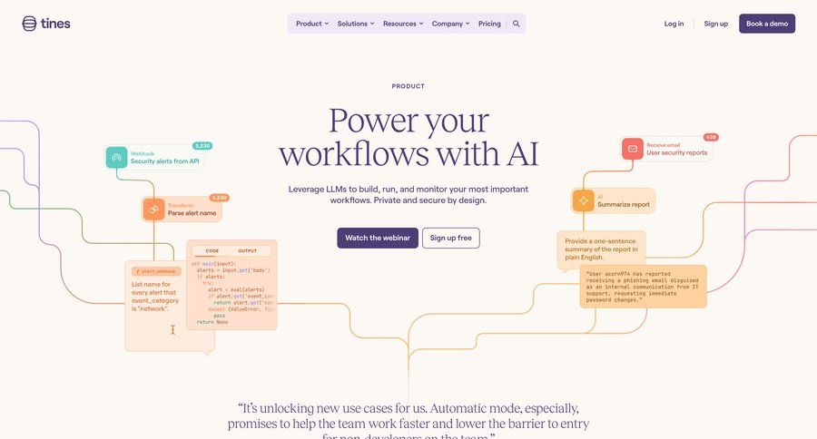 Tines
			 call intelligence progress circle case studies ui page example