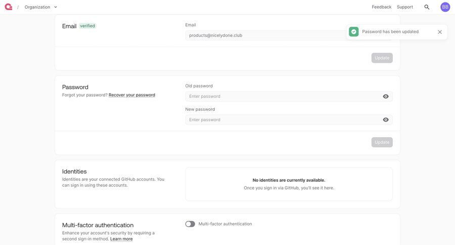 Appwrite
			 account settings profile management password update ui page example