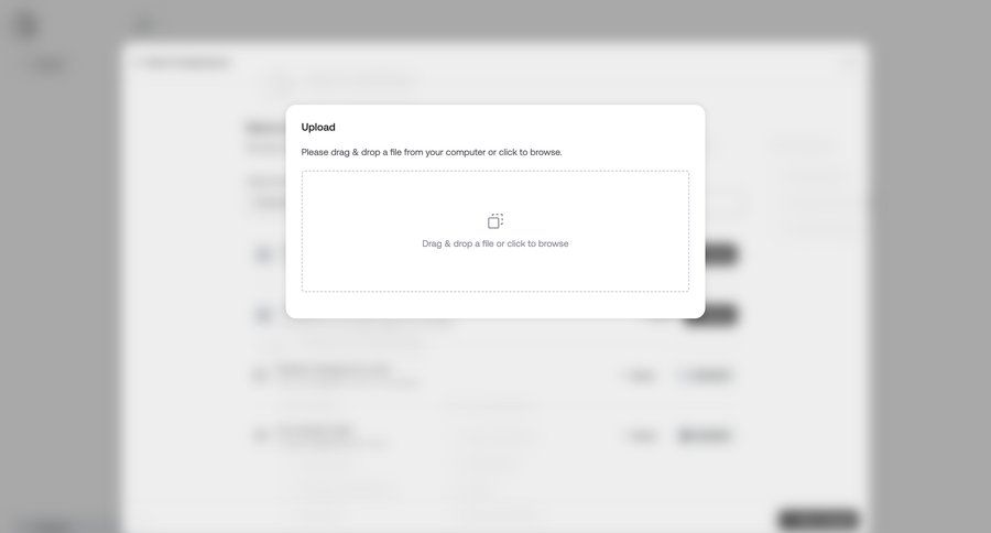 Qatalog
			 file upload file management drag and drop file upload modal drag & drop file uploader reorder ui page example