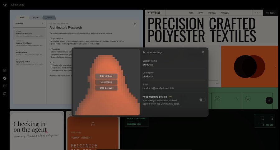 Variant
				profile ui page example