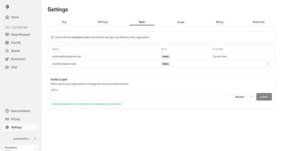 Parallel
			 settings form content hierarchy user invitation user permissions table ui page example