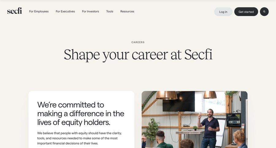 Secfi
			 career jobs job testimonials suggestion news feed ui page example