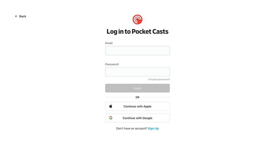 Pocket Casts
				signin ui page example