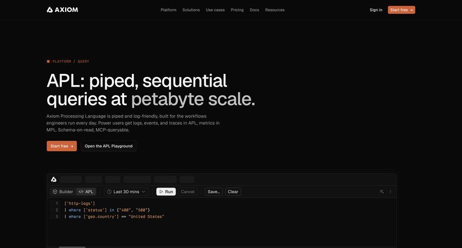 Axiom
			 data pipeline ui page example