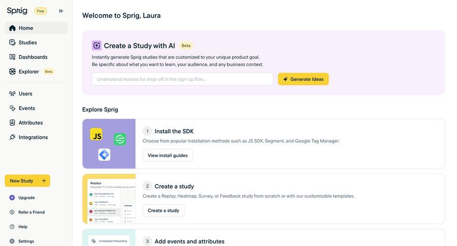 Sprig
				onboarding page example