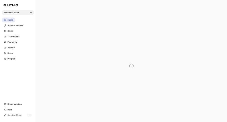 Lithic
			settings home sidebar navigation ui page example
