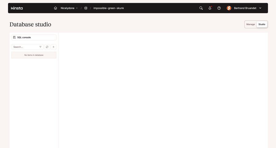 Kinsta
			 database management ui page example