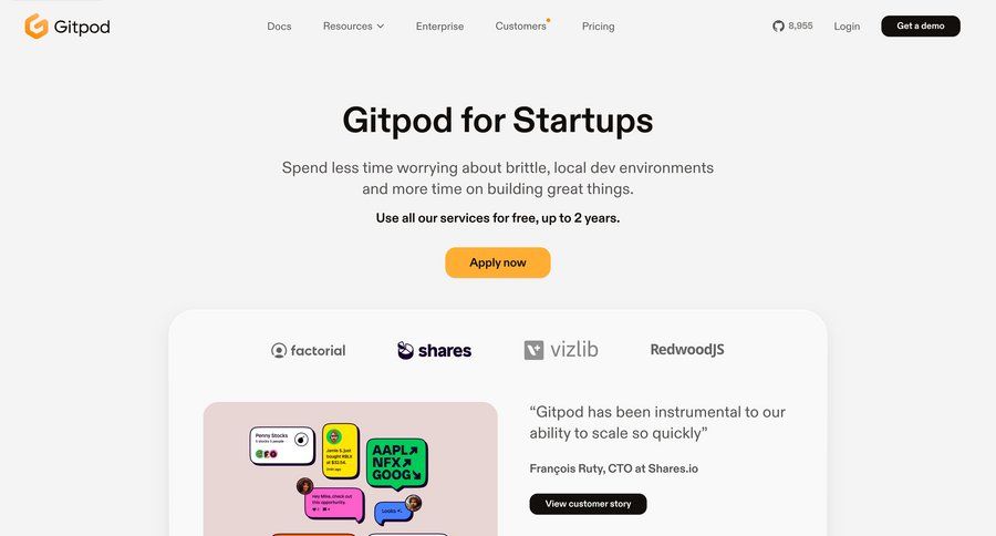 Gitpod
			use cases startup & non-profit program chrome extension extend trial ui page example