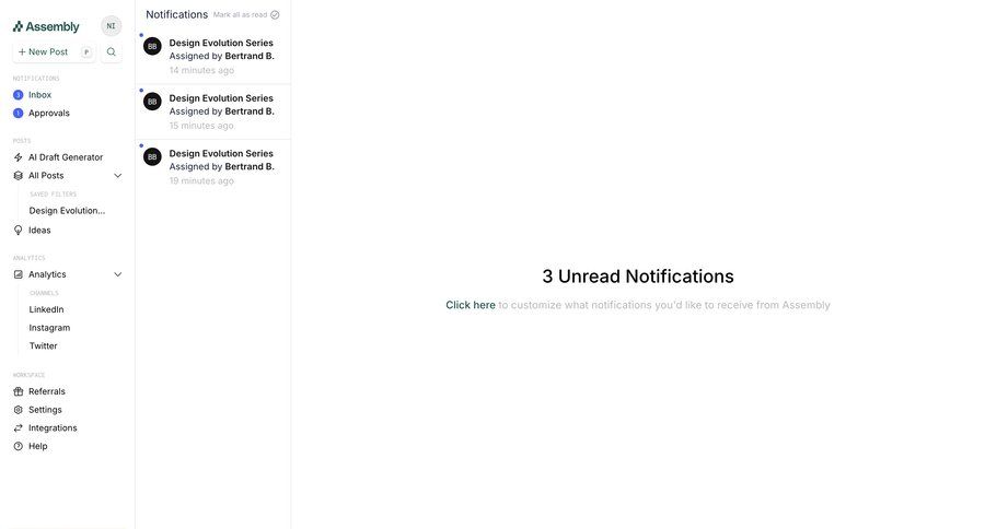 Assembly
			 configuration settings sidebar navigation onboarding notification management sidebar system notification push notification parameters menu ui page example