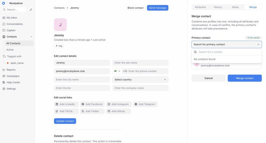 Chatwoot
			 form data entry sidebar navigation bar ui page example