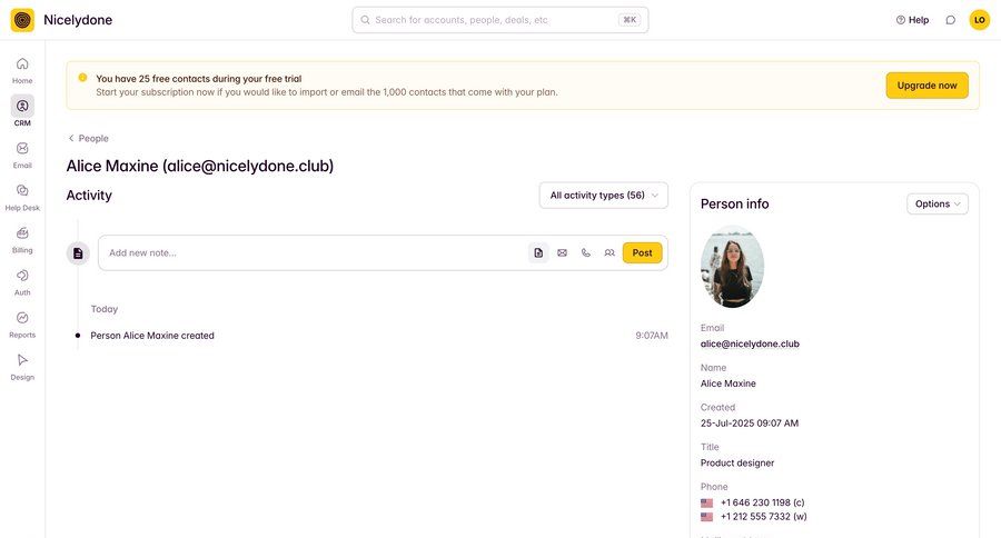Outseta
			detail page form activity feed information state sidebar navigation full-screen layout attachment activity tracking ui page example