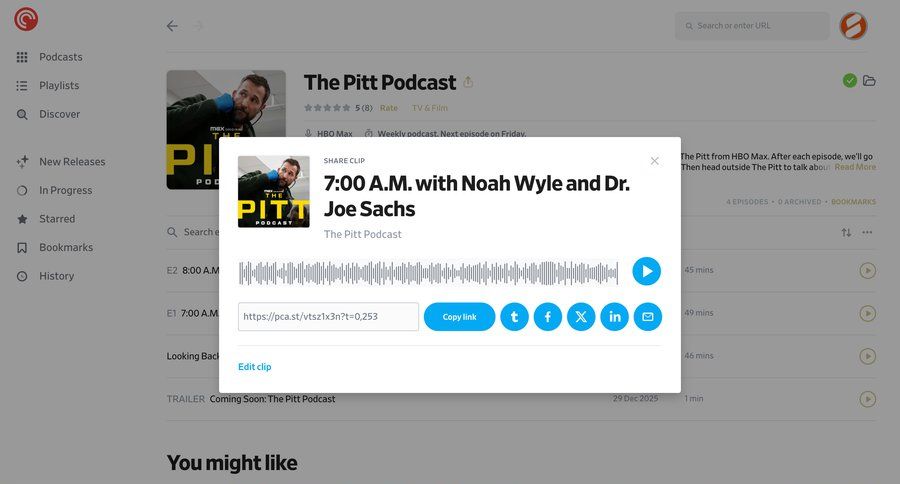 Pocket Casts
			 toast notification share modal ui page example