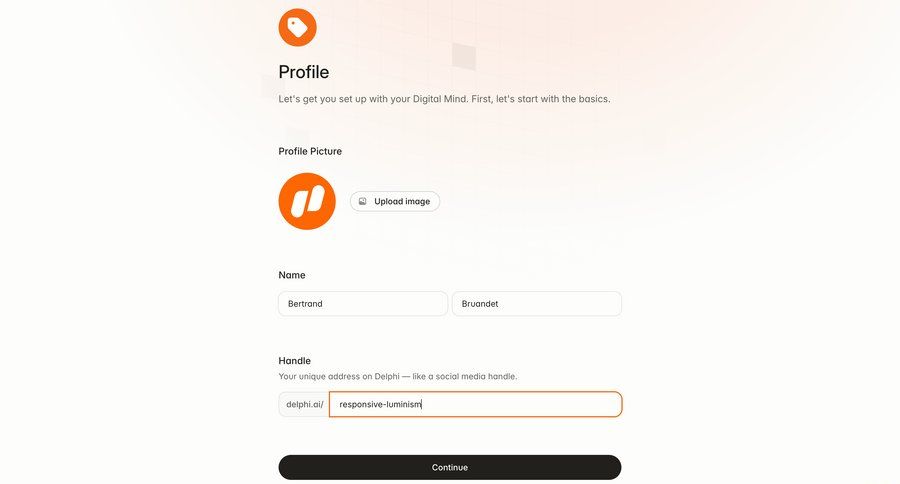 Delphi
			 onboarding form account creation user account upload image full screen modal ui page example