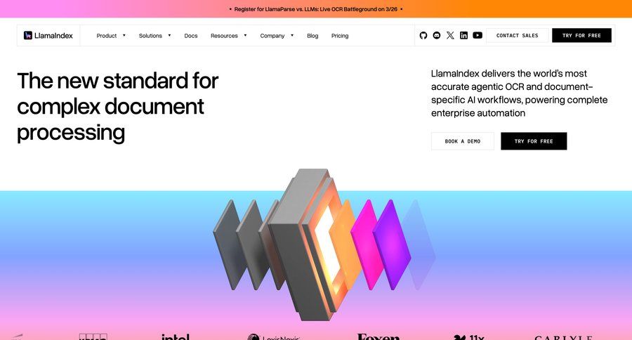 Llamaindex
				landing page ui page example