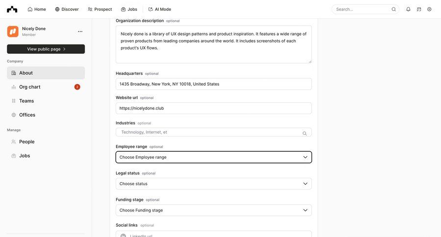 The org
			 data management settings sidebar navigation form account setup data entry ui page example