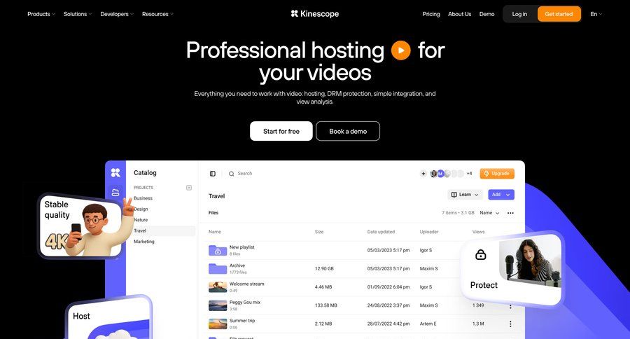 Kinescope
				product page ui page example