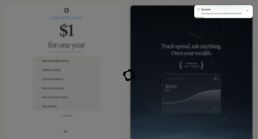 Origin Financial
			plans & pricing (in app) loading state upgrade your account success state confirmation toast notification payment confirmation ui page example