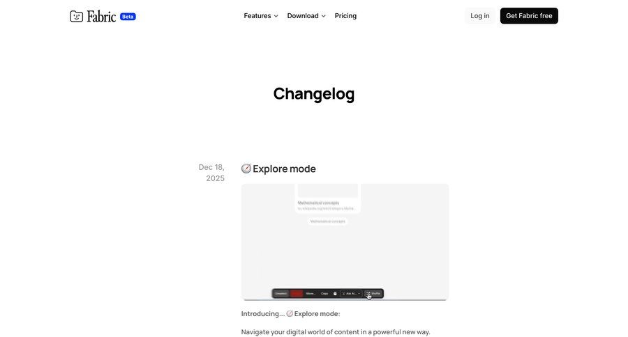 Fabric
				changelog ui page example