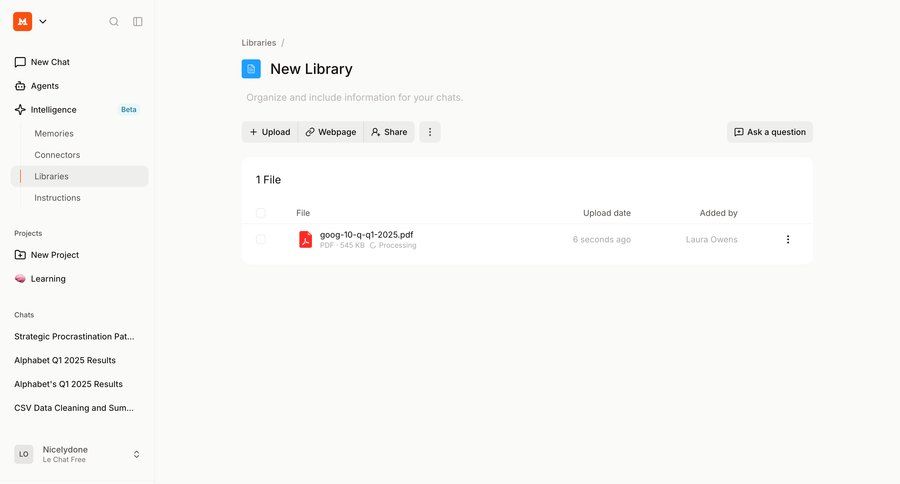 Mistral
			 file upload document management ui page example