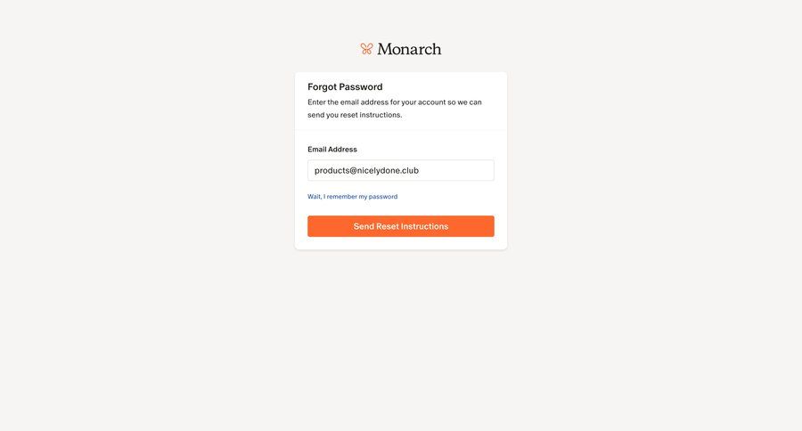 Monarch
				password reset page example