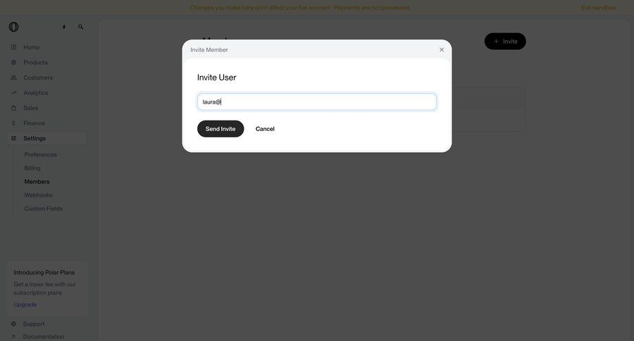 Polar
			 user management workspace settings settings modal ui page example