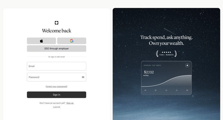 Origin Financial
				signin ui page example