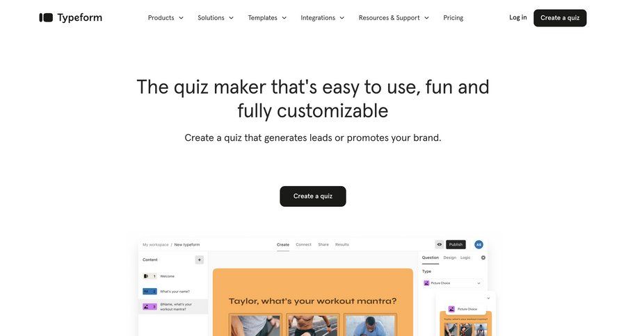 Typeform
			 customer engagement free plan contact us news feed b2b saas ui page example