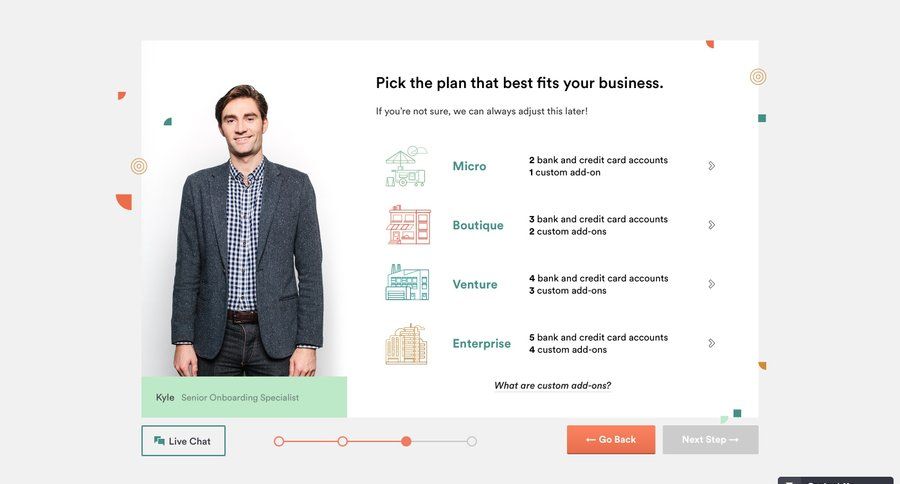 Bench
				onboarding page example