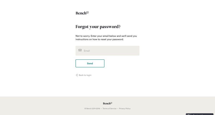 Bench
				password reset page example