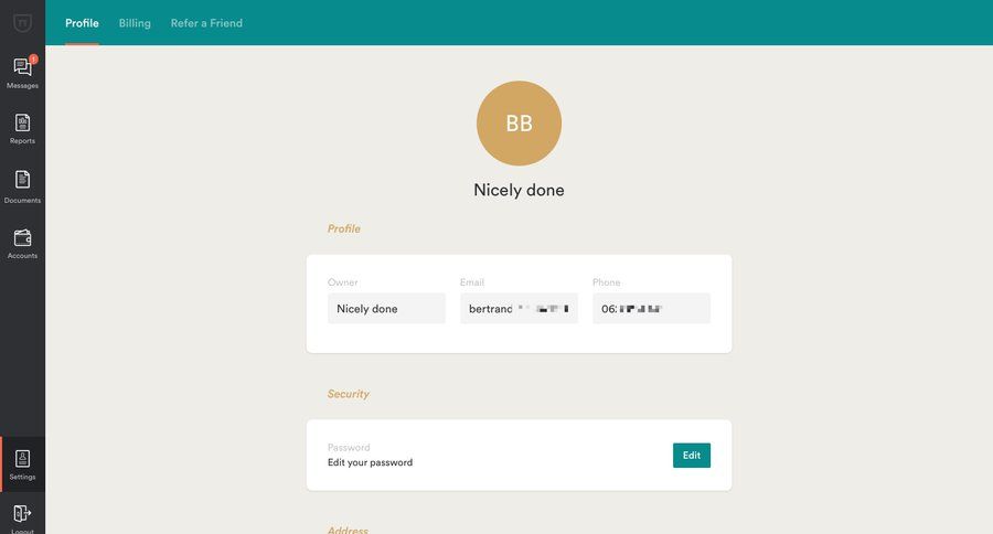 Bench
				settings page example