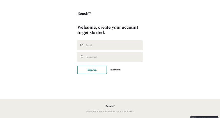 Bench
				signup page example