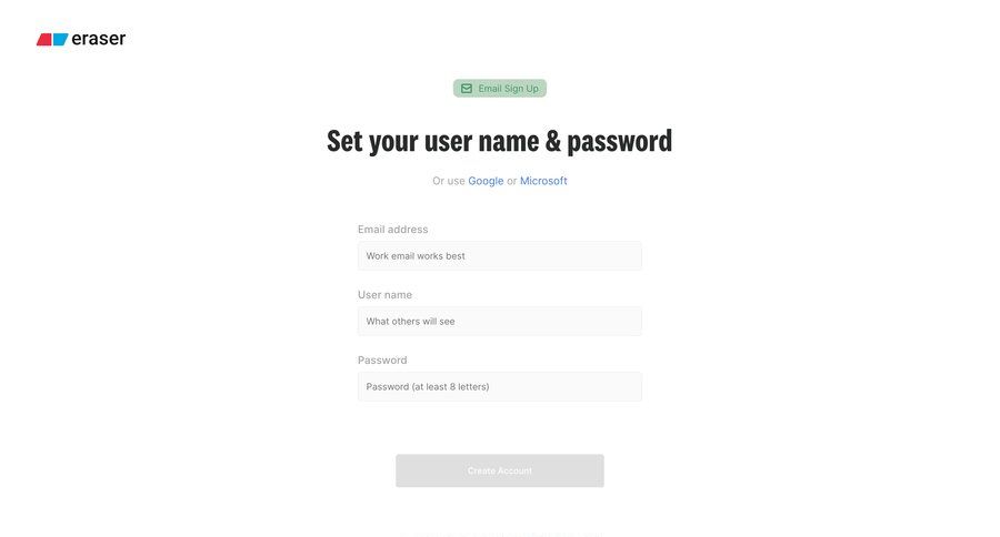 Eraser
				signup page example