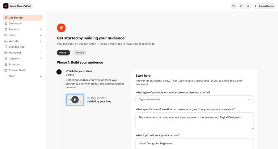 Kajabi
			 e-commerce onboarding form account setup file upload wizard color palette color theme tutorial guide setup on boarding guided tour file picker ui page example