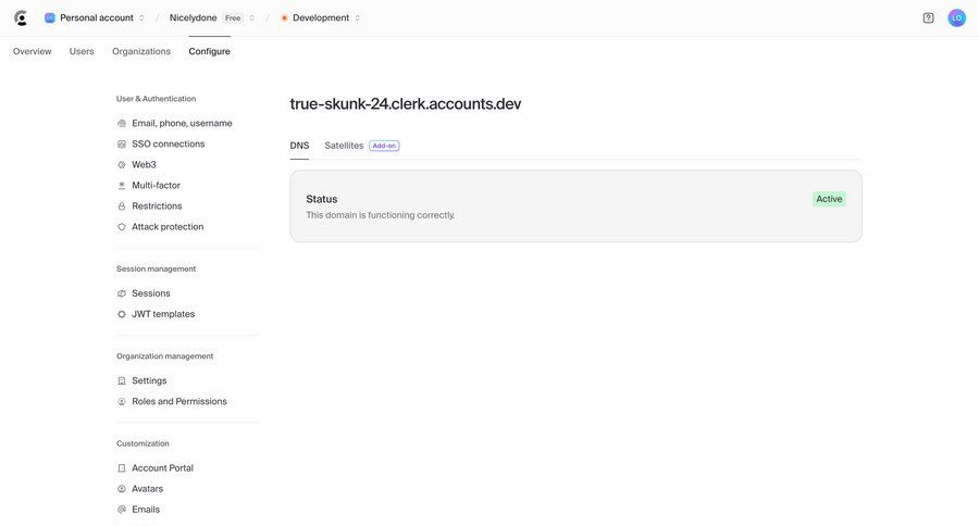 Clerk
			settings navigation configuration settings account management account settings authentication organization management navigating settings user permissions security navigation bar navigation links configuration screen ui page example