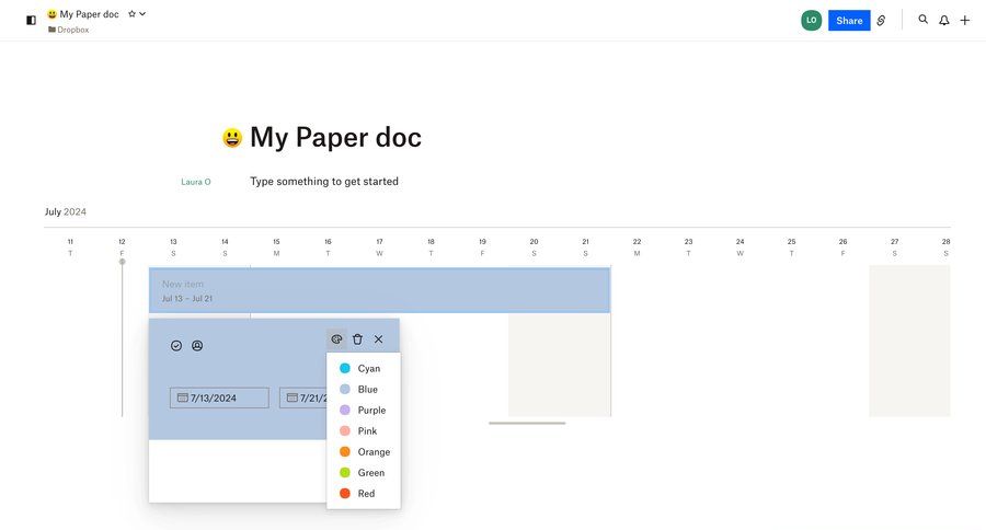 Dropbox
			 project management document editing color selection radio group date picker datepicker chonology time picker menu time selector file picker ui page example