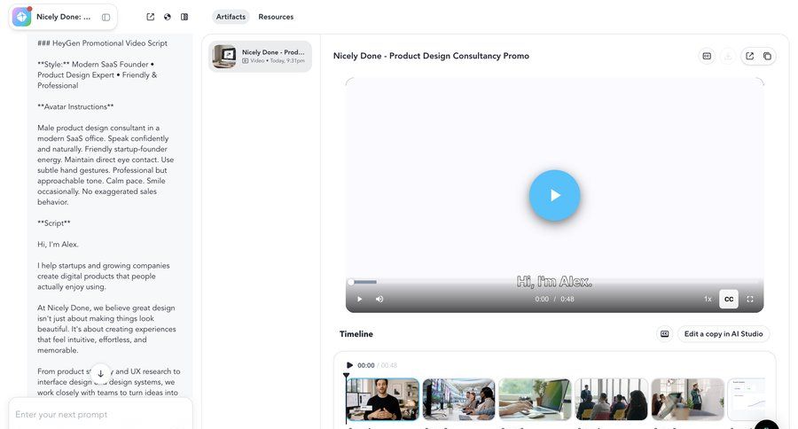 HeyGen
				timeline ui page example