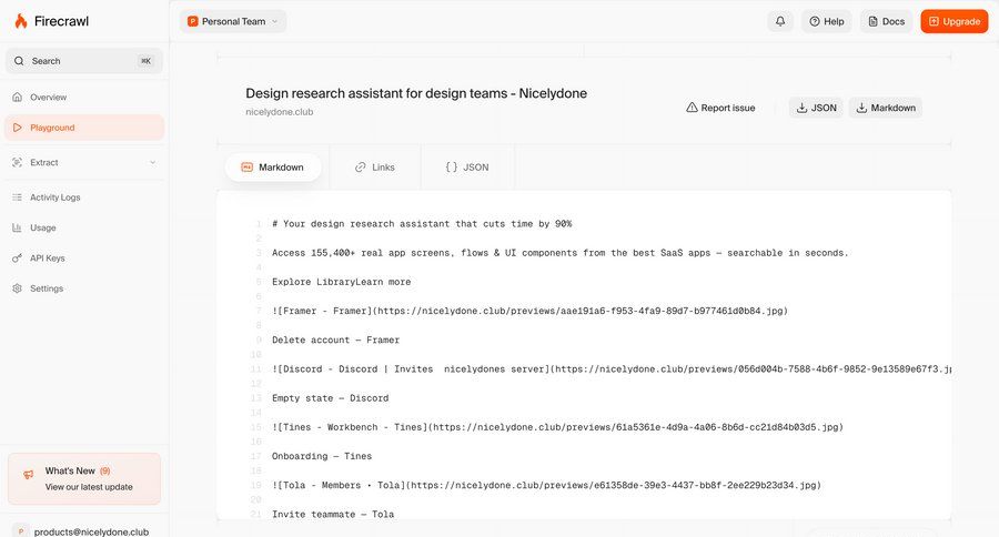 Firecrawl
			notification list content editor team design menu ui page example