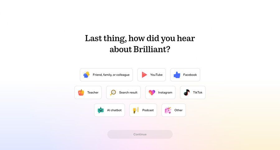 Brillant
			 onboarding form feedback collection ui page example