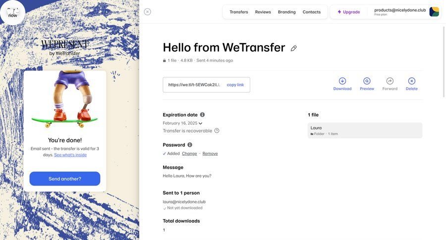 WeTransfer
				landing page page example