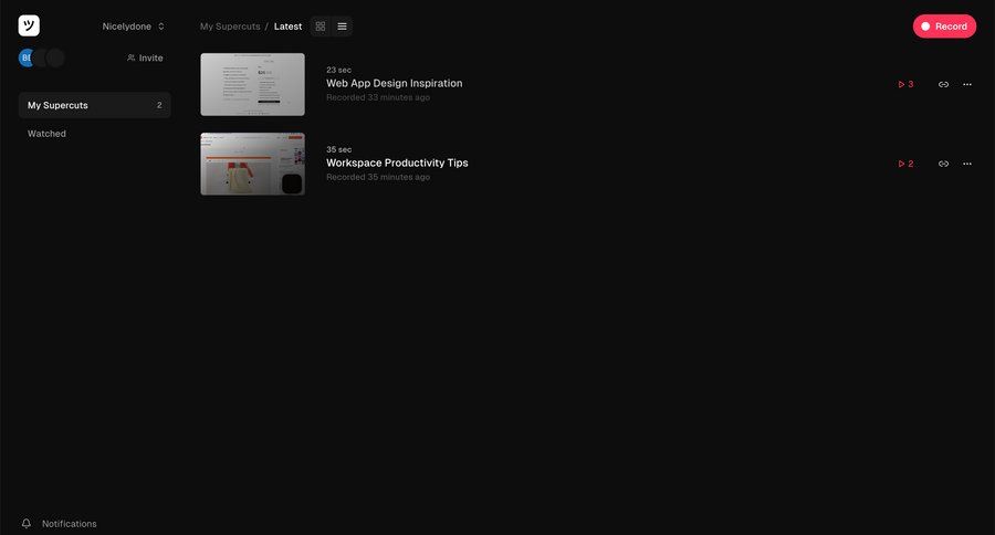 Supercut
			 grid content sharing hierarchical navigation menu ui page example