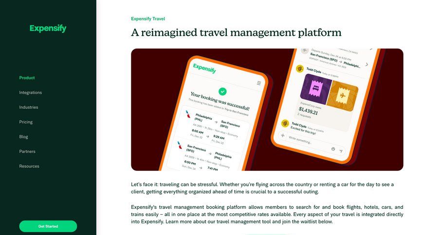 Expensify
			 virtual assistant features management features accordion pay bill global search ui page example