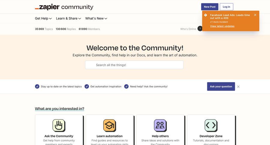 Zapier
				forum ui page example
